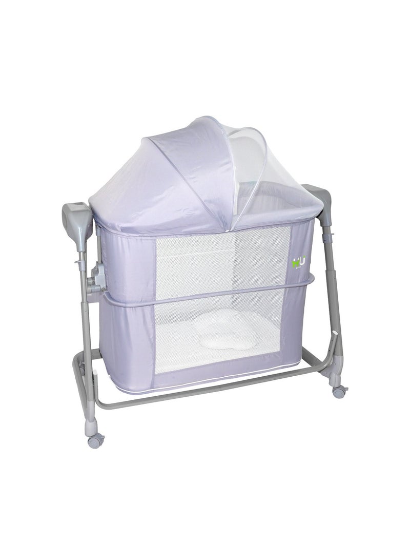 H U HU Electric Baby Bedside Sleeper Bassinet with Automatic Rocking, Digital Display, Adjustable Height, Mosquito Net, Breathable Mesh Sides & Lockable Wheels for Newborns - Image 1