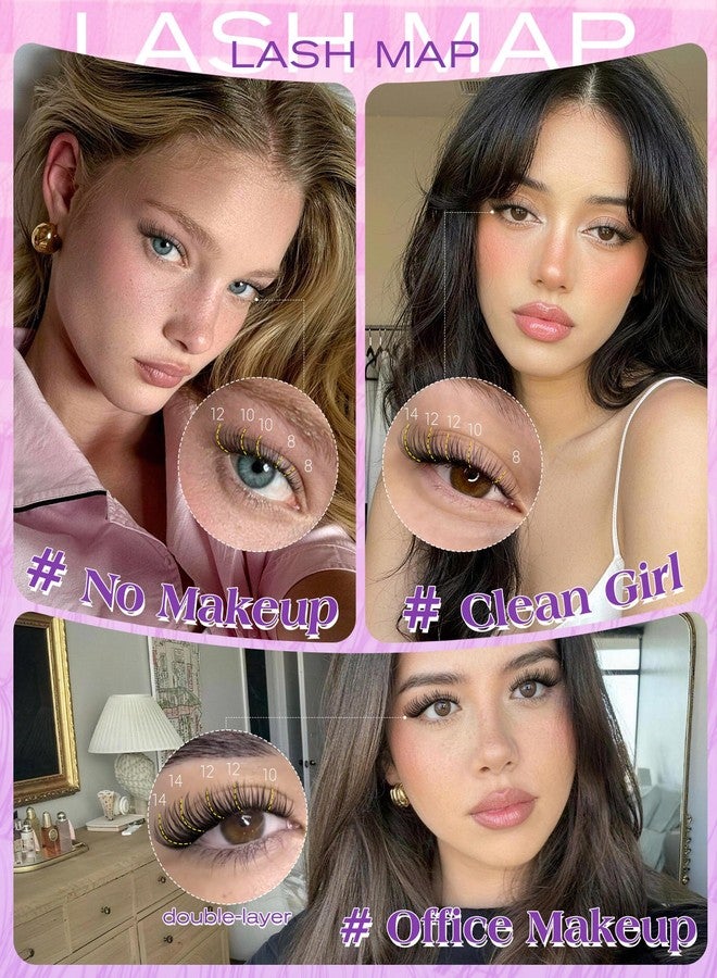 زانلو فلاي مجموعة رموش طبيعية عنقودية، 8-14 مم، رموش قصيرة عنقودية، مجموعة وصلات رموش عنقودية خفيفة، رموش فردية منحنية على شكل حرف C، شريط شفاف، مجموعة رموش عنقودية يمكنك تركيبها بنفسك مع لاصق ومثبت وملقط للاستخدام اليومي - Image 2