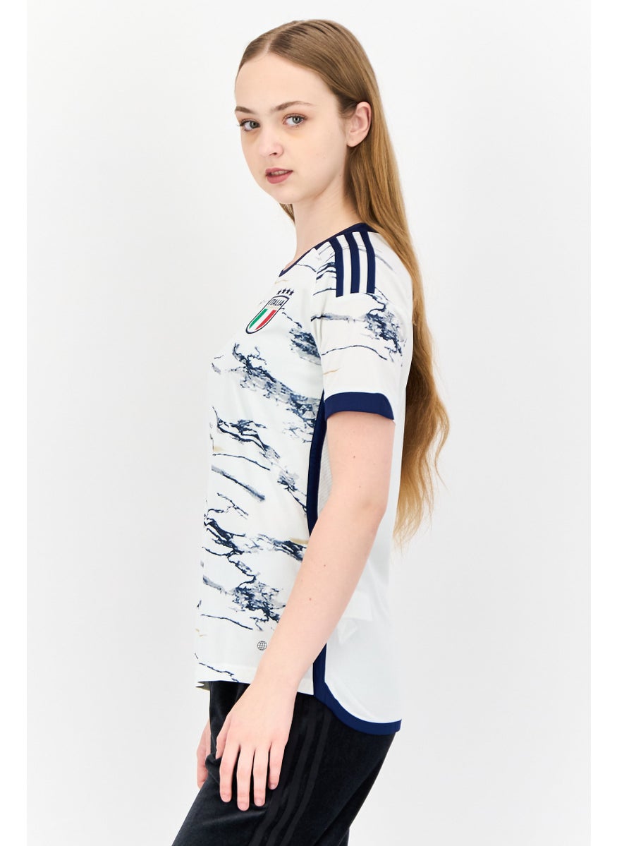 Adidas Women Sportswear Fit Short Sleeve Italia Football Jersey, Multicolor  - Image 4