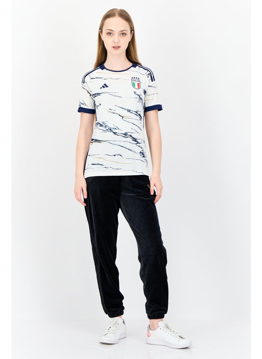 Adidas Women Sportswear Fit Short Sleeve Italia Football Jersey, Multicolor  - Image 2