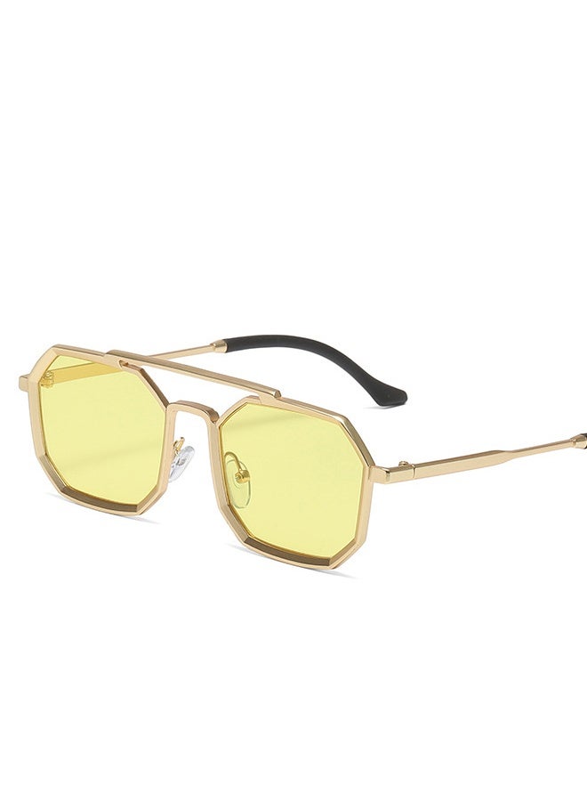 New steampunk double-beam sunglasses European and American men's metal polygonal large frame trendy sunglasses for men - Image 5