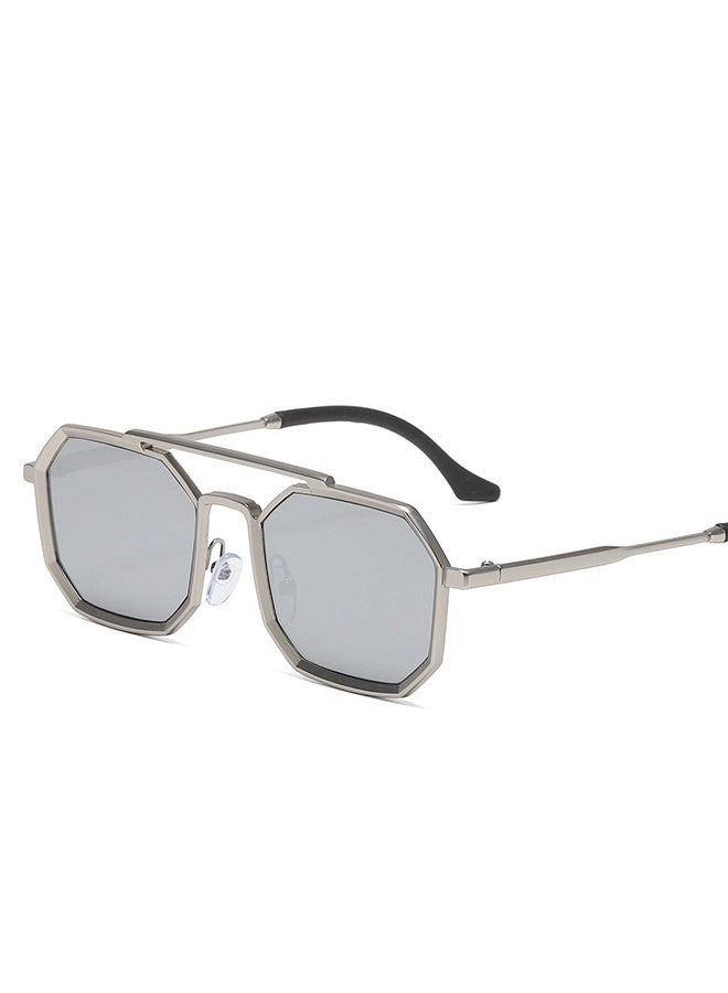 New steampunk double-beam sunglasses European and American men's metal polygonal large frame trendy sunglasses for men - Image 4