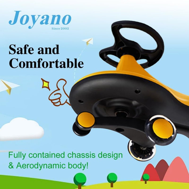 Joyano Swing Car, LED Flashing Wheels, Ride on Wiggle Car Boys and Girls, No Batteries, Gears or Pedals, Twist, Turn, Wiggle Movement to Steer, for Toddlers, Kids 3 Yrs and UP, 50kg/110lb (Yellow) - Image 4