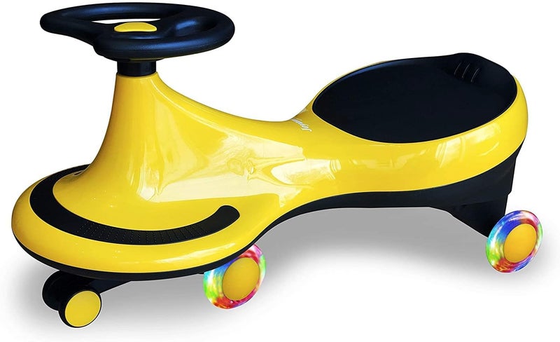 Joyano Swing Car, LED Flashing Wheels, Ride on Wiggle Car Boys and Girls, No Batteries, Gears or Pedals, Twist, Turn, Wiggle Movement to Steer, for Toddlers, Kids 3 Yrs and UP, 50kg/110lb (Yellow) - Image 1