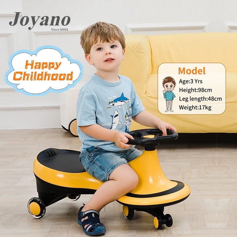 Joyano Swing Car, LED Flashing Wheels, Ride on Wiggle Car Boys and Girls, No Batteries, Gears or Pedals, Twist, Turn, Wiggle Movement to Steer, for Toddlers, Kids 3 Yrs and UP, 50kg/110lb (Yellow) - Image 5