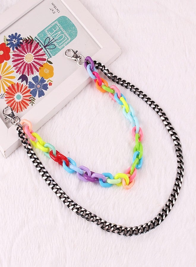 يرتير سلسلة بنطلون جينز هيب هوب ملونة من الأكريليك القوطي YERTTER، قلادة سلسلة بنطلون بانك متعددة الطبقات، سلاسل محفظة سميكة ثقيلة، سلاسل مفاتيح فضية، سلسلة للجسم للرجال والنساء (النمط 3) - Image 4