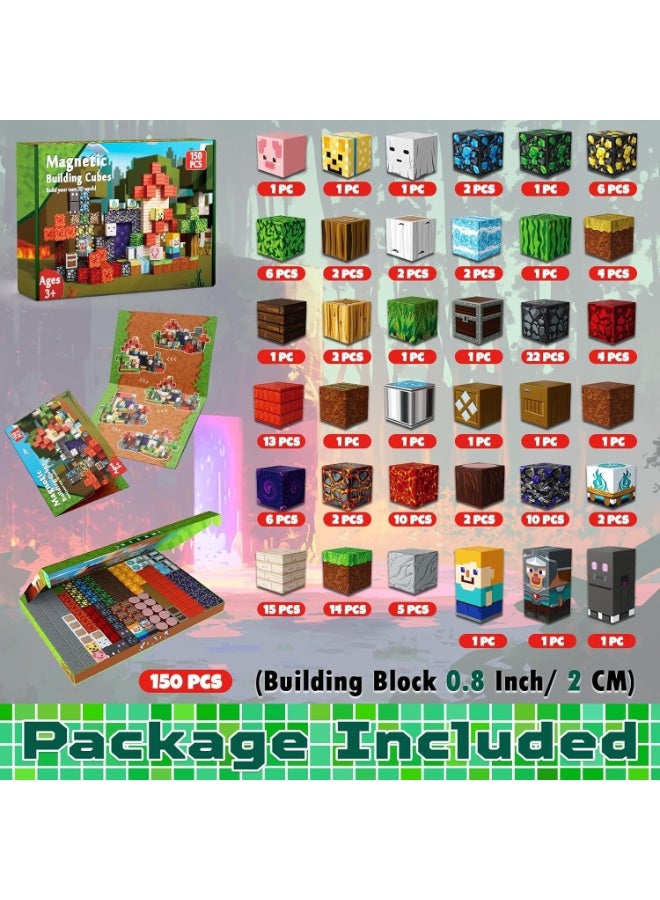 150 PCS Magnetic Blocks (More Pieces) - 2cm Magnet Cubes, Build Your Own Magnet Worlds | STEM Sensory Toys for Toddlers & Kids Ages 3-10, Classroom Gifts - Image 2