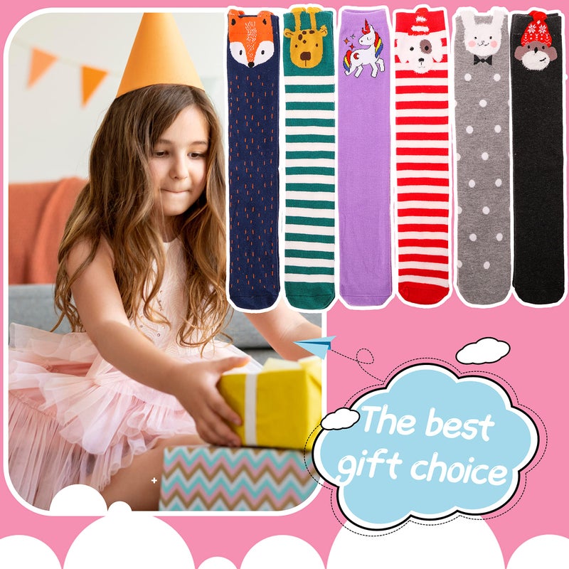 ANTSANG Kids Girls Knee High Socks Long Boot Crazy Silly Fun Gift Cute Tall Animal Socks for Child 6 Pairs Stocking Stuffers Gifts for 10 Year Old Girls Birthday Gifts Ideas(Dots Animal) - Image 5