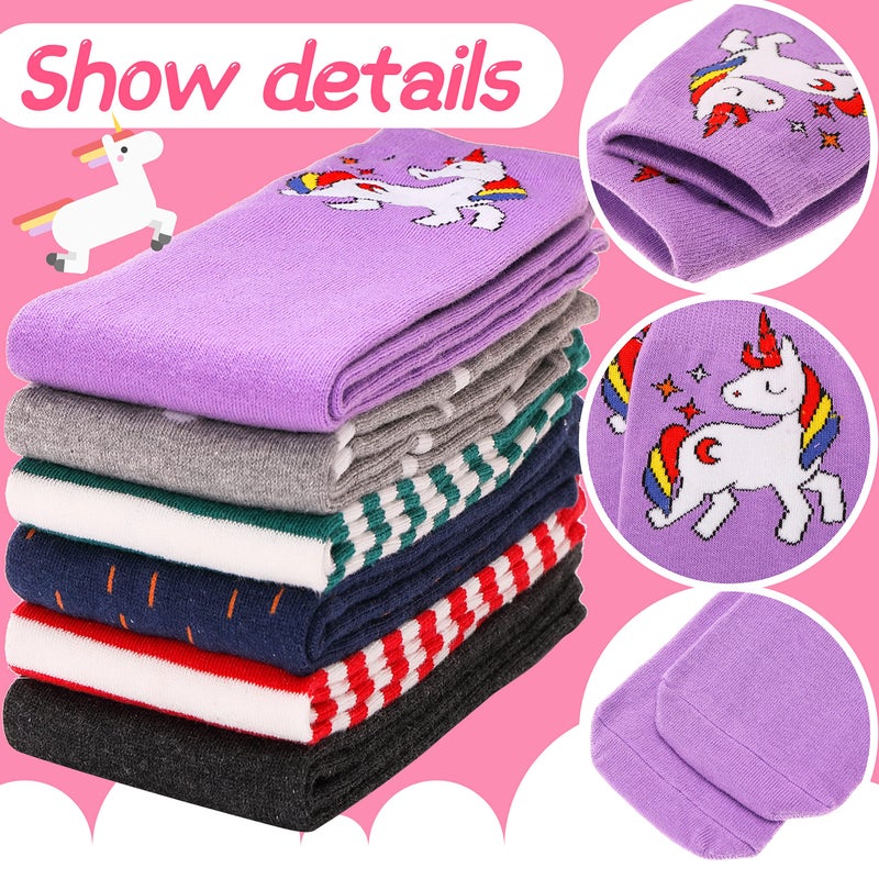ANTSANG Kids Girls Knee High Socks Long Boot Crazy Silly Fun Gift Cute Tall Animal Socks for Child 6 Pairs Stocking Stuffers Gifts for 10 Year Old Girls Birthday Gifts Ideas(Dots Animal) - Image 4
