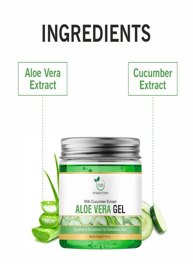 TQS Aloe Vera Gel with Cucumber Extract for Skin, Soothes and Nourishes, 200g - Image 4