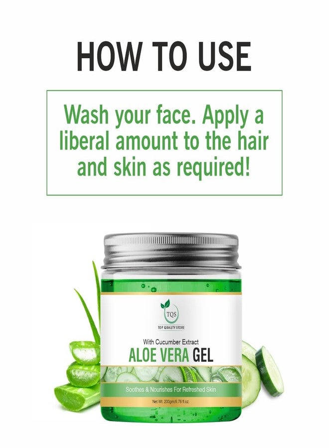 TQS Aloe Vera Gel with Cucumber Extract for Skin, Soothes and Nourishes, 200g - Image 3