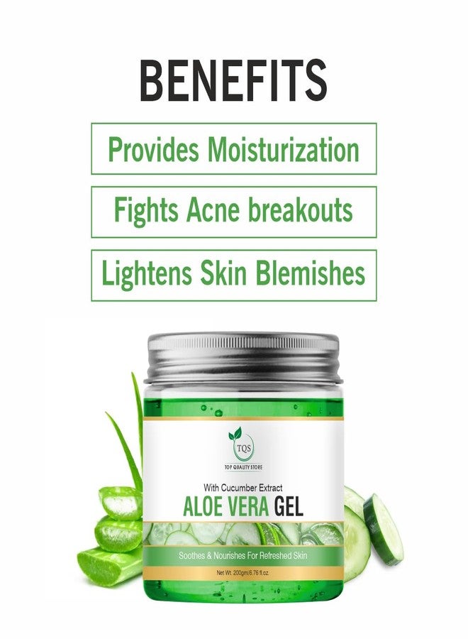 TQS Aloe Vera Gel with Cucumber Extract for Skin, Soothes and Nourishes, 200g - Image 2