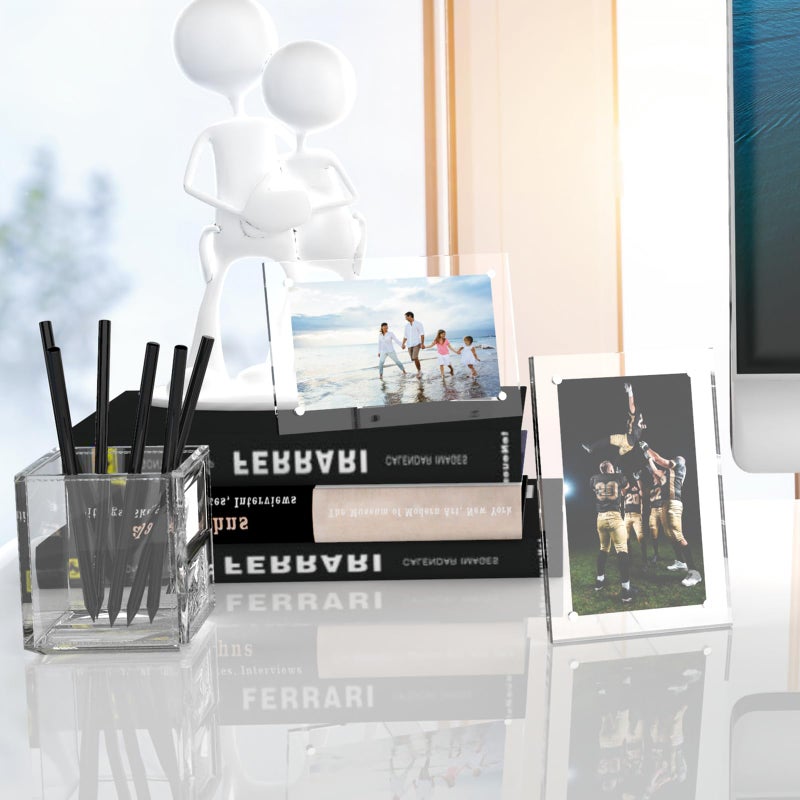 HELPLEX Picture Frames  1 Pack 4x6 inch Acrylic Picture Frame Clear 4 x 6 Photo Frames Magnetic Picture Frames Ready for Tabletop Display  Effectively Protect Photos from Fading and Yellowing - Image 3