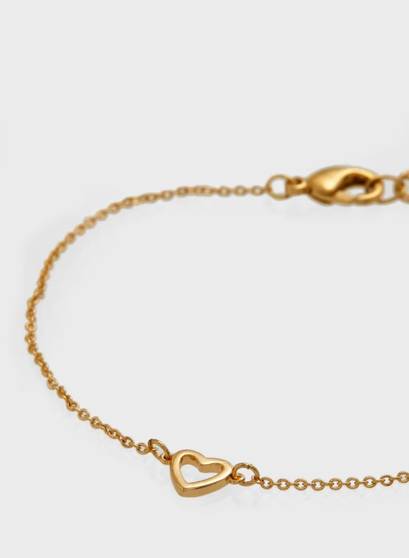 FOREVER 21 Layered Heart Charm Bracelet Set