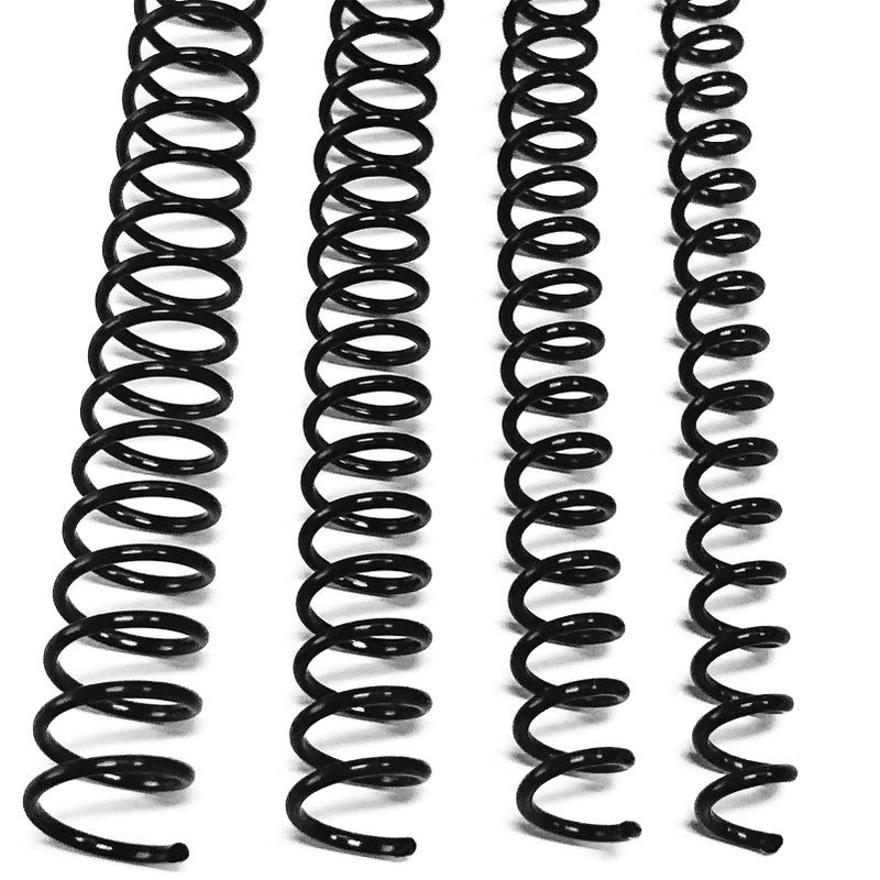 Binditek 100 Pack Plastic Spiral Binding Coils, Multi Size (6mm, 8mm, 10mm, 12mm) (1/4", 5/16", 3/8", 1/2"), 4:1 Pitch, Black, for Students and Coworkers - Image 1