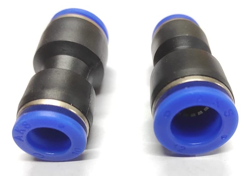 8 MMX 12MM Pneumatic joint Type Equal Air Line Straight Push Connector Push in Joint Pneumatic Connector Quick Fittings Quick Size 8 X 12 MM (Pack of 2)