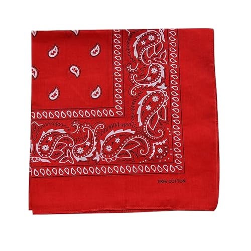 DIKHAWA Unisex Soft Breathable Cotton Paisley Printed Cowboy Bandanas,Headband,Scarf (RED_50CM X 50CM_Pack of 1) - Image 1