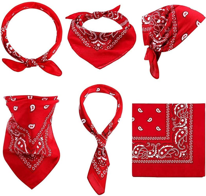 DIKHAWA Unisex Soft Breathable Cotton Paisley Printed Cowboy Bandanas,Headband,Scarf (RED_50CM X 50CM_Pack of 1) - Image 3