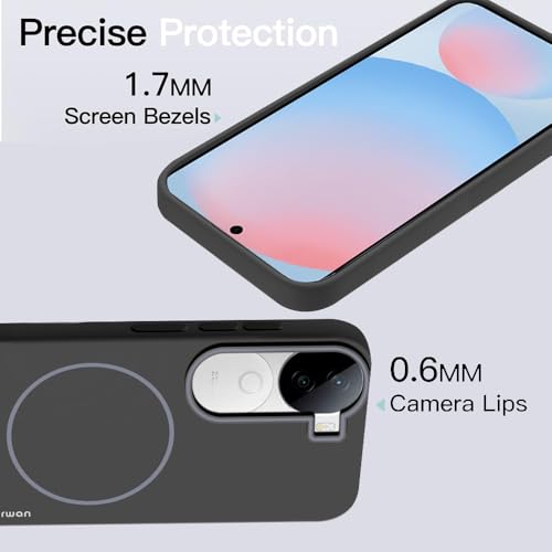 KARWAN®️Magnetic Ultra Slim-Fit Back Case Cover for Vivo V40E |Hard PC Case Cover| Ultra-Thin & Light Weight with [Ultra Premium Feel] Case for Vivo V40E(6.8")(Black) - Image 4
