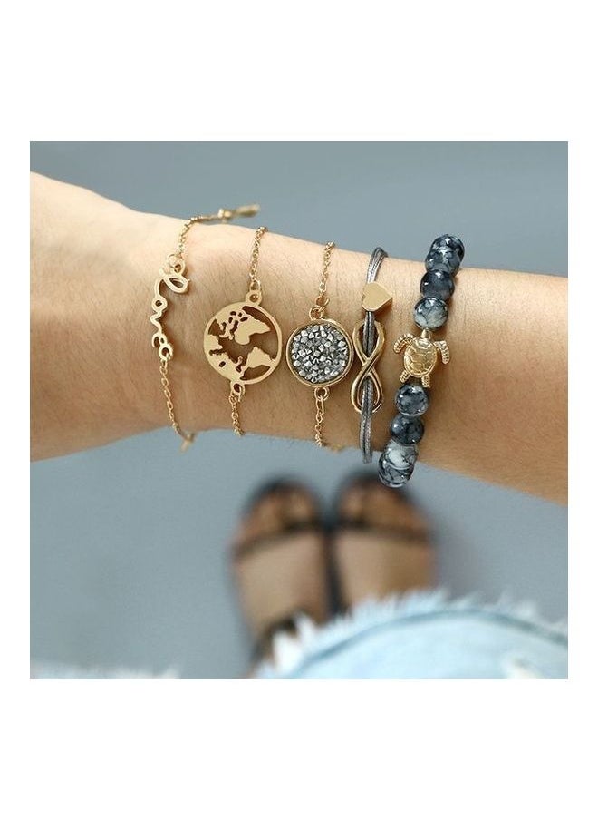 NIBEMINENT - 5-Piece Map Love Fashion Bracelets - Image 1