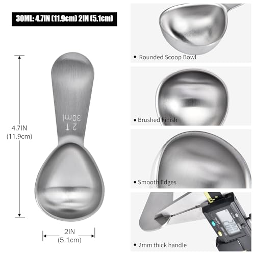 Doosu 2 Tablespoon Coffee Scoop 188 Stainless Steel Heavy Duty Measuring Spoon with Short Handle Food Grade Metal Tbsp Scoop for Ground Coffee Beans Tea Sugar Powder 30ml - Image 3