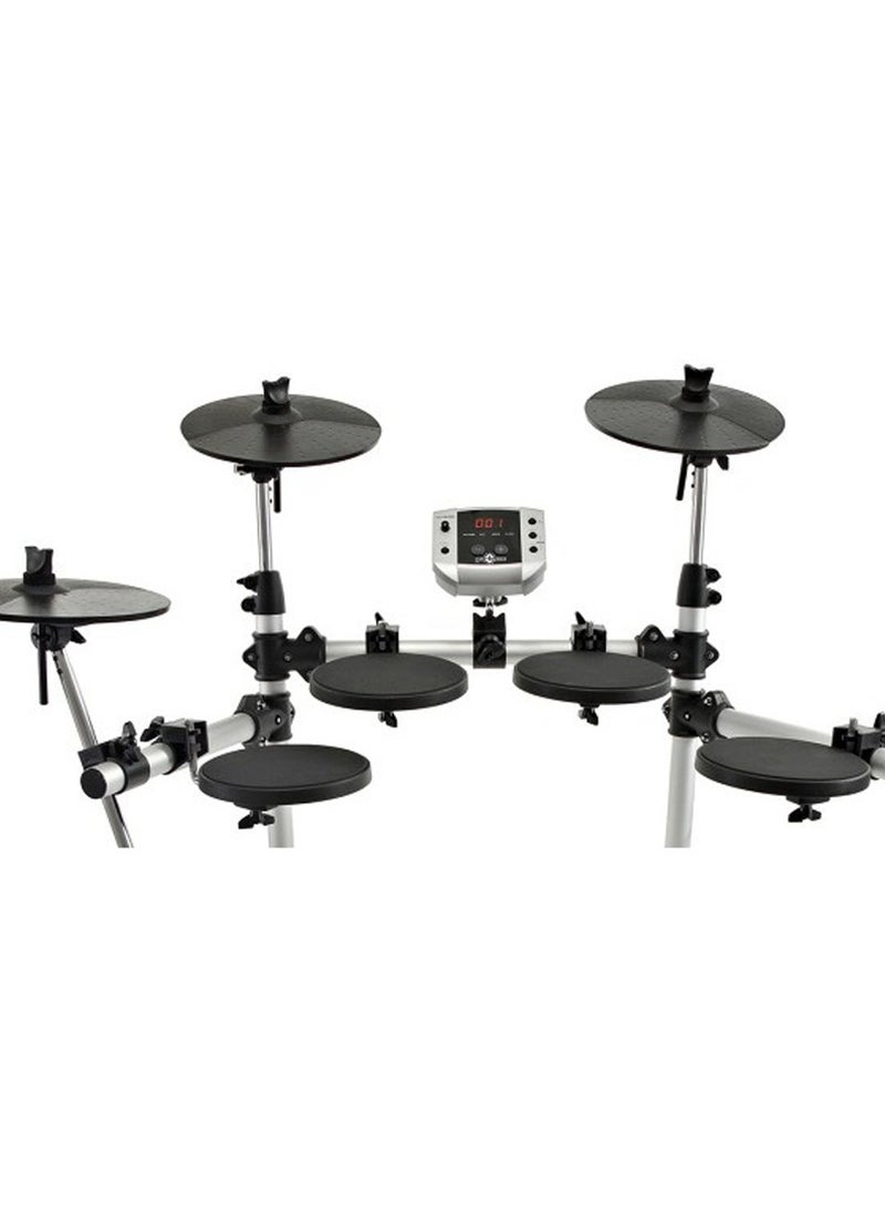Medeli DD400 Digital Drums Series – Electronic Drum Set | 7 Pads | 108 Sounds | 10 Kits | Silver - Image 3