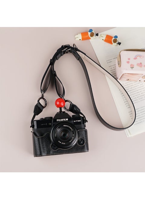 Suitable For Fuji XS20 Protective Case XT30 Second Generation Camera Bag XT5 Base XM5 Leather Case XT20/XS10 Case-Color:D: Xt30/30ii/20/10 Lychee Pattern Base [black] + V303 Shoulder Strap, Tempered Film Included (excluding Hot Shoe Cover)