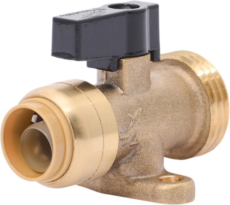 SharkBite 1/2 Inch x 3/4 Inch MHT Washing Machine Straight Valve, Push to Connect Brass Plumbing Fitting, PEX Pipe, Copper, CPVC, PE-RT, HDPE, 25559LF - Image 1