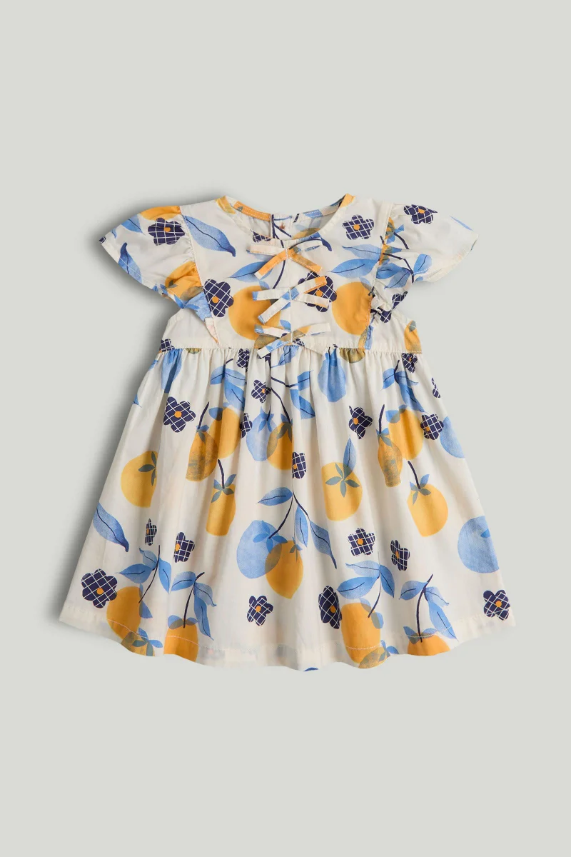 مذركير فستان قطن باللون البرتقالي والأبيض