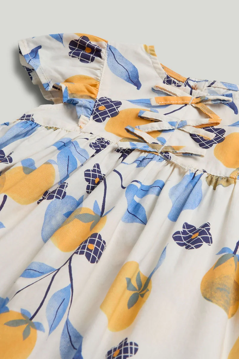 مذركير فستان قطن باللون البرتقالي والأبيض