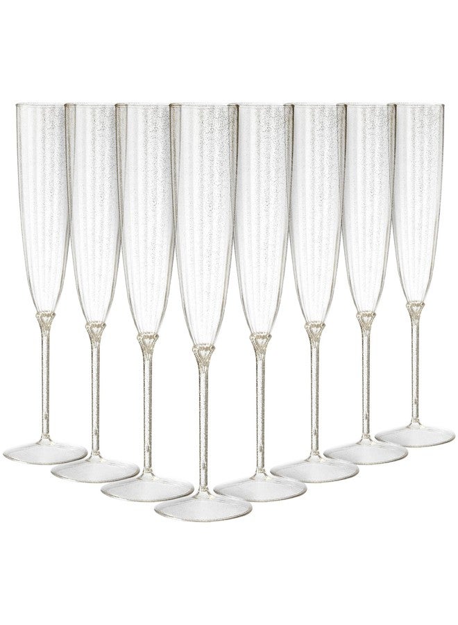 Decor Decorline أكواب شمبانيا فضية لامعة من ديكور لاين - 6 أونصات (8 قطع) - أكواب أنيقة للحفلات والمناسبات - Image 1