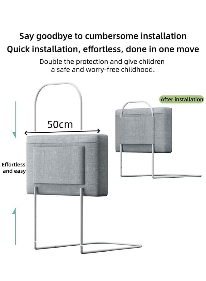 Bed Rails for Toddler, Bed Rail Guard for Kids, Reinforced Soft Anti-Collision Bed Fence Protector, Height Adjustable Bed Guard Rail, Infant Sleeping Protective Rail Easy Installationl (4 PCS-Grey) - Image 5
