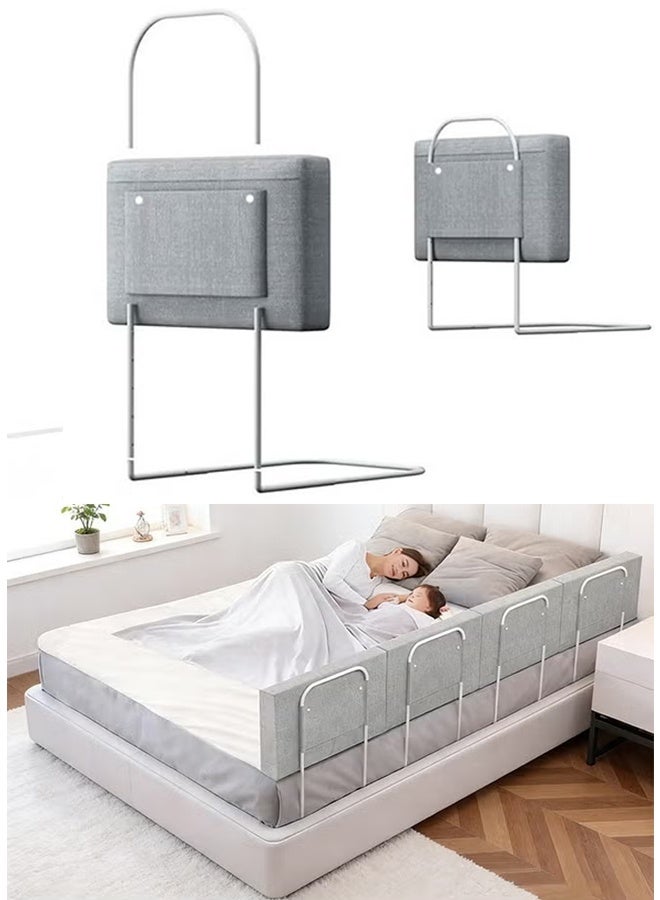 Bed Rails for Toddler, Bed Rail Guard for Kids, Reinforced Soft Anti-Collision Bed Fence Protector, Height Adjustable Bed Guard Rail, Infant Sleeping Protective Rail Easy Installationl (4 PCS-Grey) - Image 1