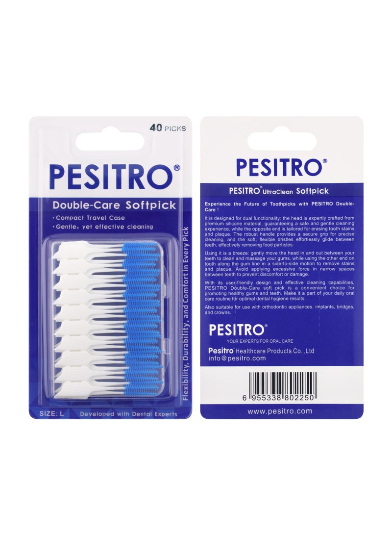 PESITRO Double-Care Toothpick | Interdental Brush | Dual-Ended Design with Soft Rubber Microbrush and Precision Pick | Ergonomic Non-Slip Handle | Latex-Free, Reusable (Large) - Image 2