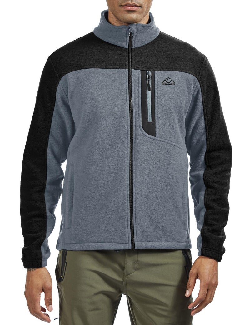 Rdruko Men's Polar Fleece Jackets Zip Up Lightweight Casual Winter Coats(Medium Grey, US L) - Image 2