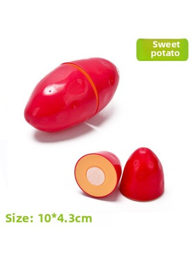 Fruit Cutting Toys Children Play House Cutting Fruit Toys Children's Cake Toys Suit-Color:Sweet Potato - Image 1