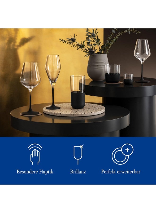 Villeroy & Boch طقم 4 كؤوس نبيذ أبيض من فيليروي وبوش مانيفكتشر روك، زجاج كريستال مع ساق سوداء، آمن في غسالة الصحون - Image 4