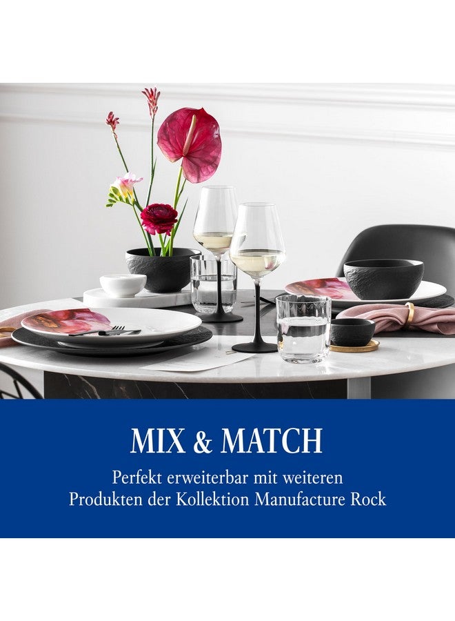 Villeroy & Boch طقم 4 كؤوس نبيذ أبيض من فيليروي وبوش مانيفكتشر روك، زجاج كريستال مع ساق سوداء، آمن في غسالة الصحون - Image 5