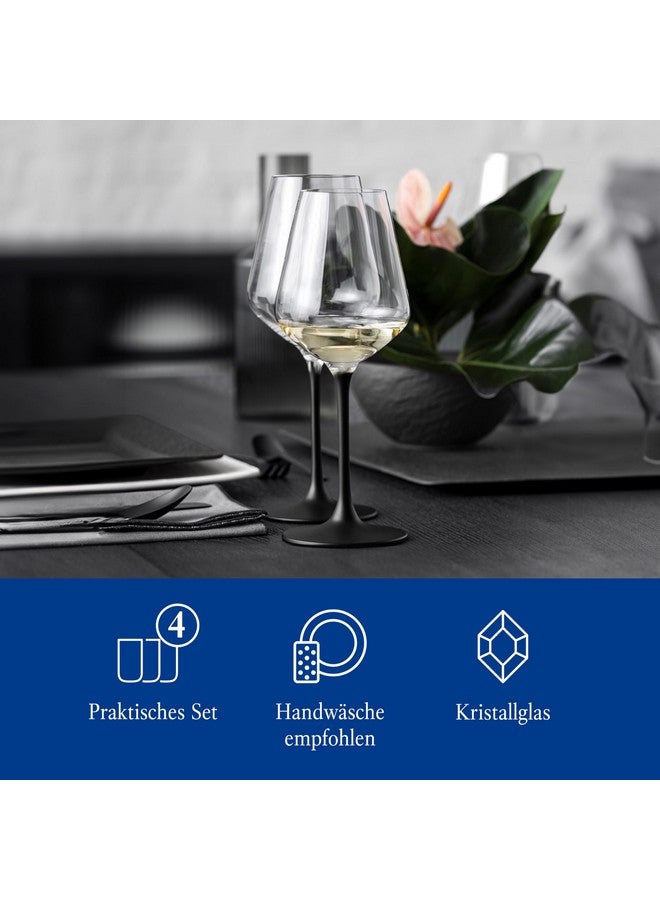 Villeroy & Boch طقم 4 كؤوس نبيذ أبيض من فيليروي وبوش مانيفكتشر روك، زجاج كريستال مع ساق سوداء، آمن في غسالة الصحون - Image 2