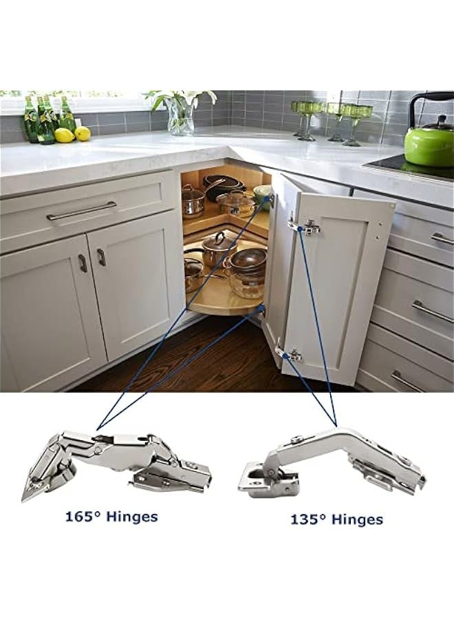 165 degree 304 stainless steel hinge large angle buffer damping cabinet door hinge corner special household hardware  - Image 2