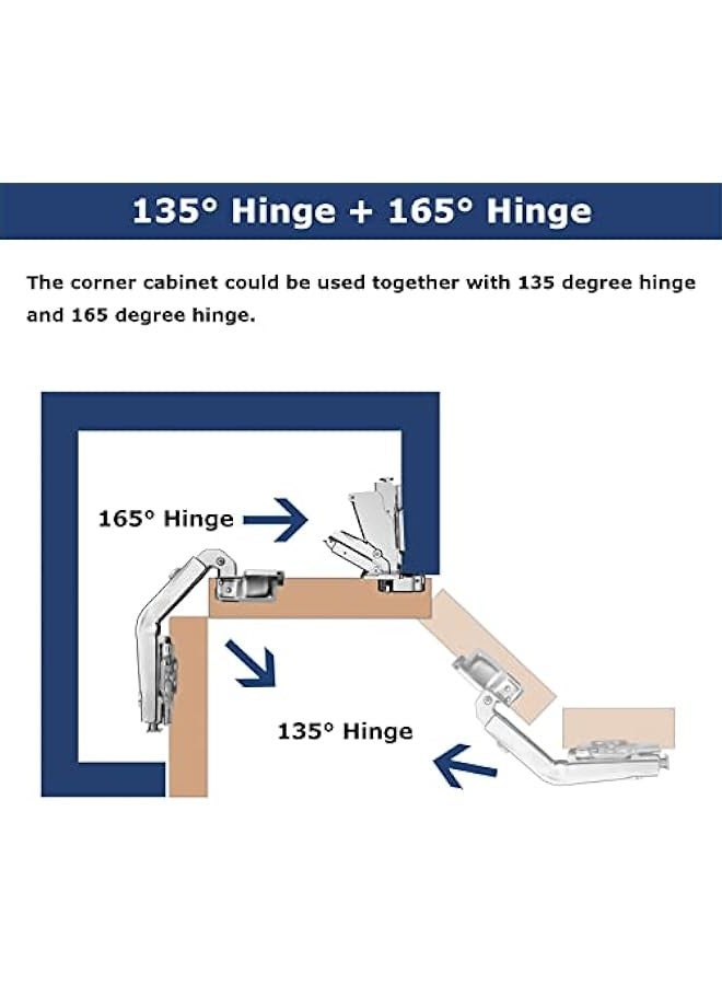 165 degree 304 stainless steel hinge large angle buffer damping cabinet door hinge corner special household hardware  - Image 3