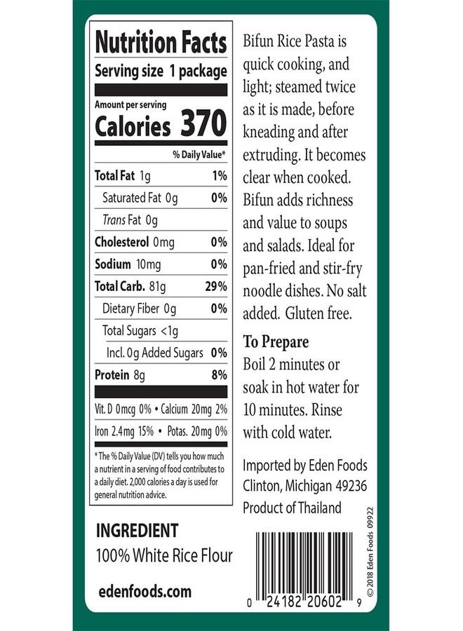 Eden Bifun Rice Noodles, Thin, Japanese, Glass, Gluten Free, 100% Steamed Rice, 3.5 oz - Image 3