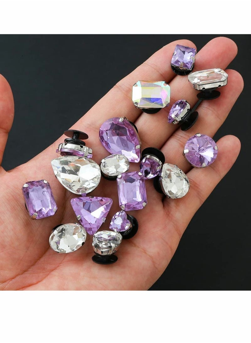 Excefore Shoe Charms for Crocs, Rhinestone Croc Accessories Decoration for Crocs Shoes, Crystal Diamond Sparkly Charms for Women Girl Party of Birthday Gifts 20 Pcs  - Image 3