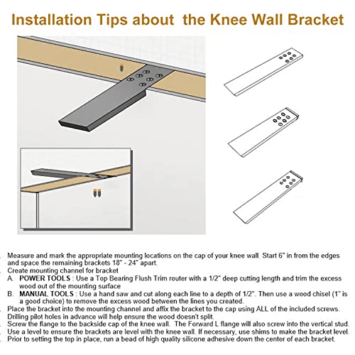 WINKER Countertop Support Bracket 4 Pack 14" Lx 2.5" W Hidden Black Knee Wall Support Countertop Bracket 3/8" Thick Heavy Duty for Quartz/Granite/Wood/Concret Countertops Screws Included - Image 4