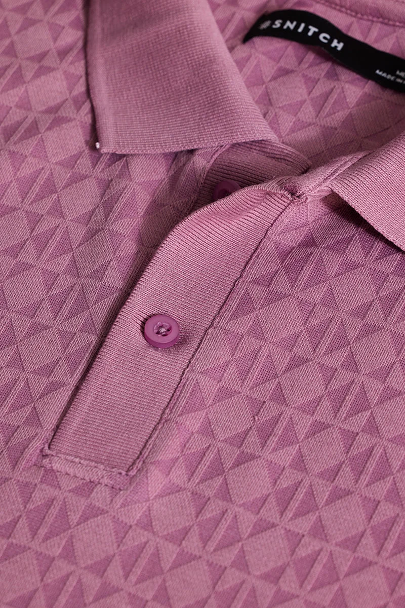 SNITCH Mauve Textured Polo T-Shirt