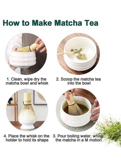 Arabest Tea Dispensing 4-Piece Set,Eco-Friendly Bamboo,Teaspoon/Matcha Spatula/Matcha Bowl/Whisk Holder for Brewing Traditional Chinese Tea(Pink and White Porcelain)  - Image 5
