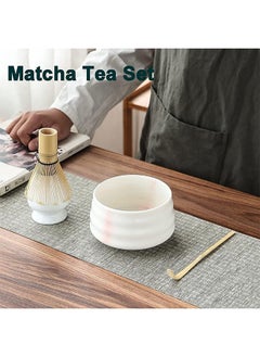Arabest Tea Dispensing 4-Piece Set,Eco-Friendly Bamboo,Teaspoon/Matcha Spatula/Matcha Bowl/Whisk Holder for Brewing Traditional Chinese Tea(Pink and White Porcelain)  - Image 2
