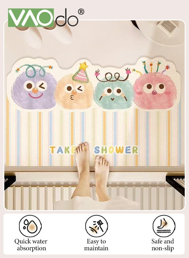 VAOdo Irregular Bath Mat, Cartoon Shape Bathroom Rug, Non-Slip Soft Shower Rug, Rapid Water Absorption Shower Mat, Washable Absorbent Bathroom Mat for Living Room Bedroom Bathroom Office 50*80CM - Image 2