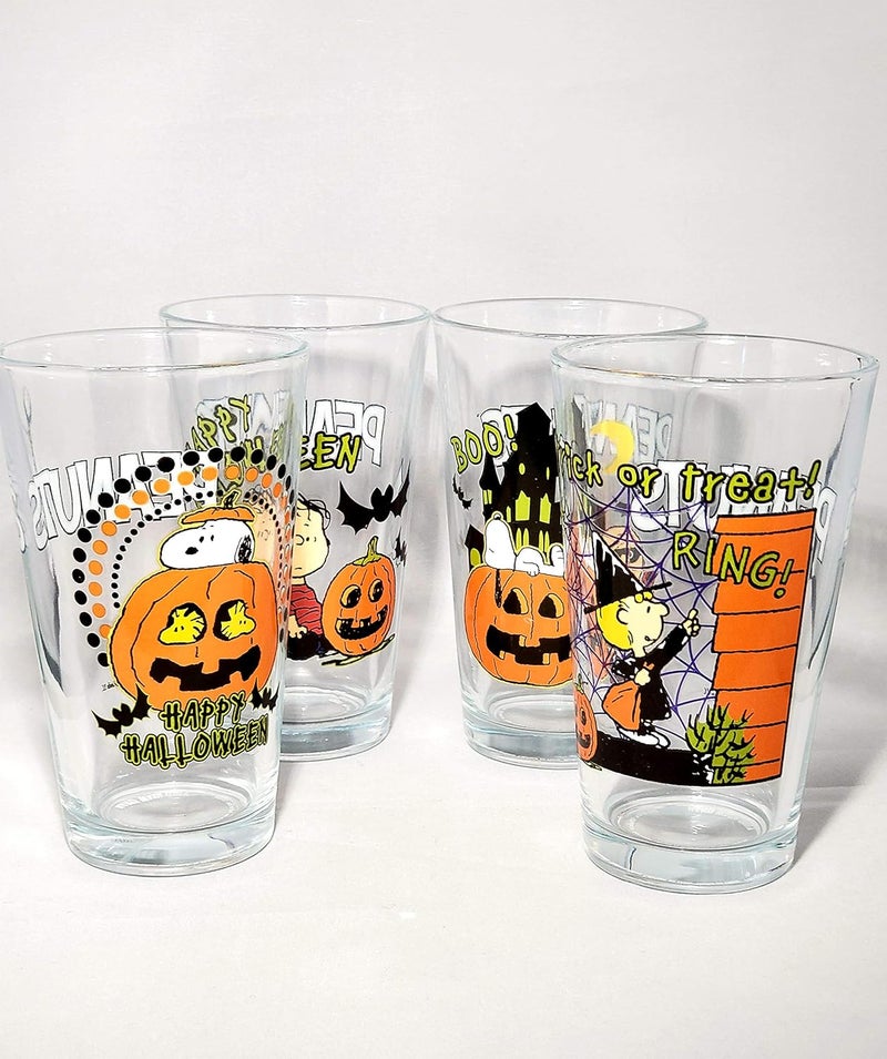 ICUP Peanuts Spooky Halloween Pumpkin Fun 4 Pc Pint Glass Set - Image 2