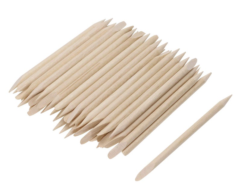 Mini Skater 29inch Small Orange Wood Nails Sticks Smooth No Splinters Nail Polish Cuticles Pusher Remover for Cleaning Manicures Pedicures Care Tools Salon  Home Used50